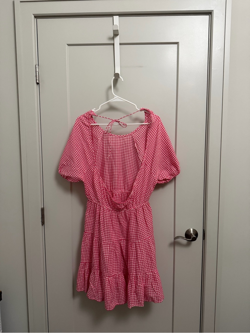 NA-KD Red & White Gingham Open Back Dress Size 36 - Picture 2 of 7